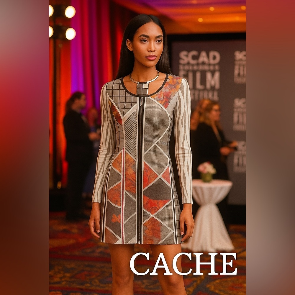 Vtg Cache’,Y2k,Rare Button-Front, Patch-Patterned… - image 7